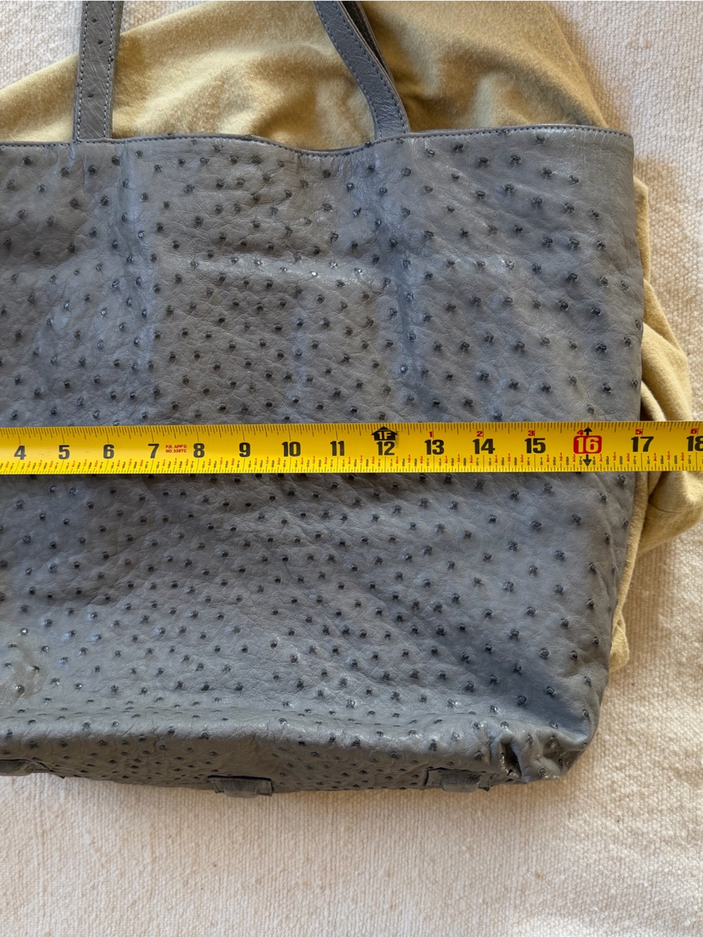 Carlos Falchi Gray Textured Leather Tote - Picture 9 of 12